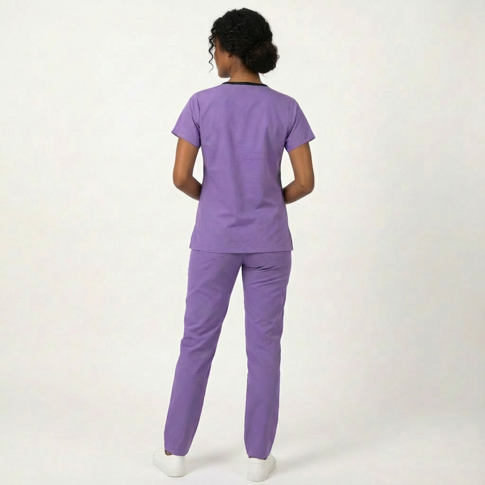 Likralı Klasik Seri Kadın Lila Scrubs