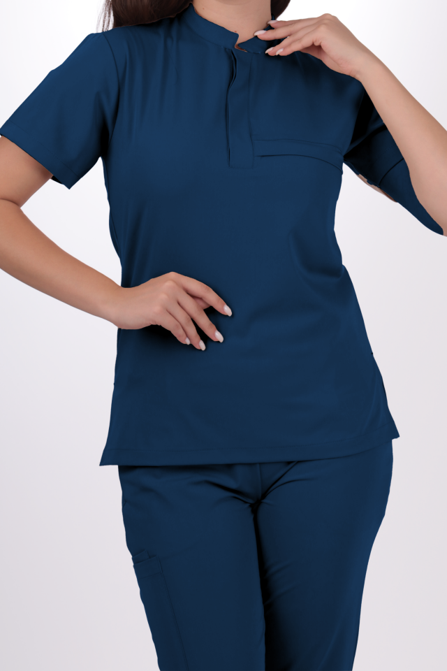 Premium Likralı Lotus Seri Kadın Marine Petrol Scrubs