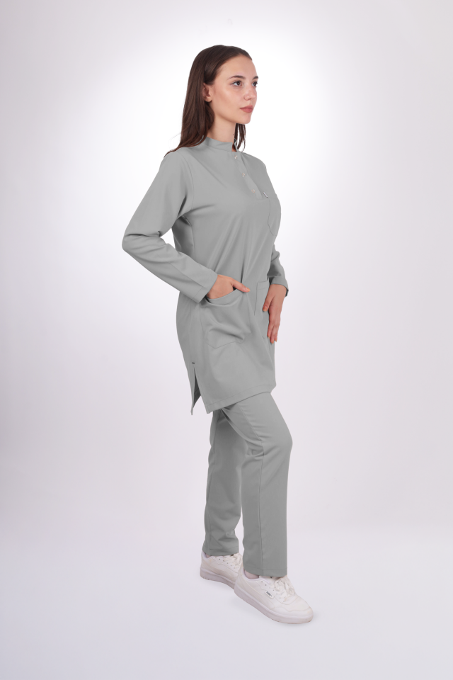 Premium Likralı Tesettür Seri Kadın Bulut Mavisi Scrubs