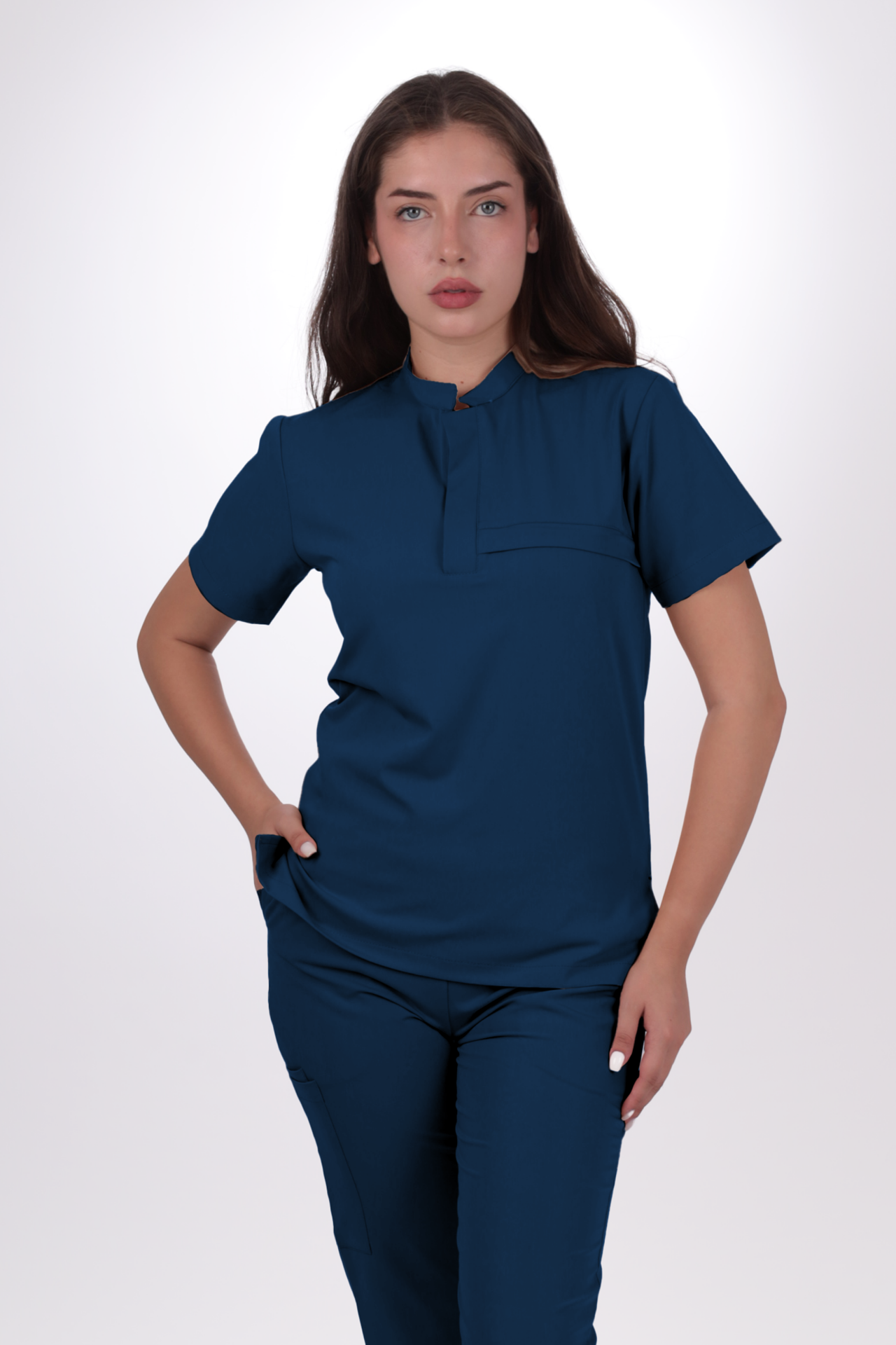 Premium Likralı Lotus Seri Kadın Marine Petrol Scrubs