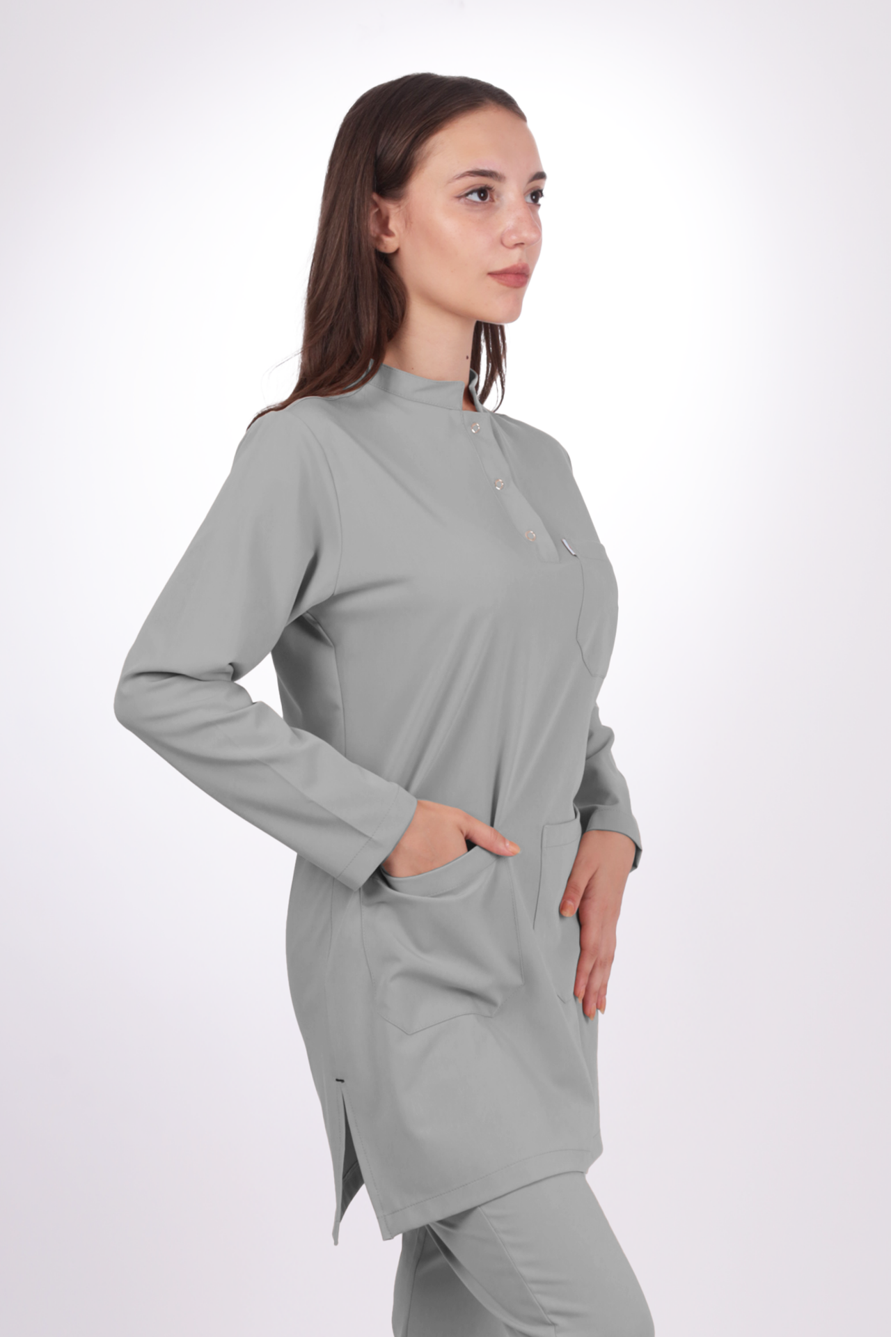 Premium Likralı Tesettür Seri Kadın Bulut Mavisi Scrubs