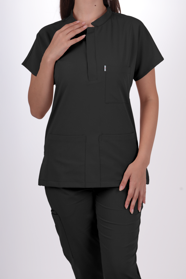 Premium Likralı Snap Seri Kadın Antrasit Gri Üniforma Takım