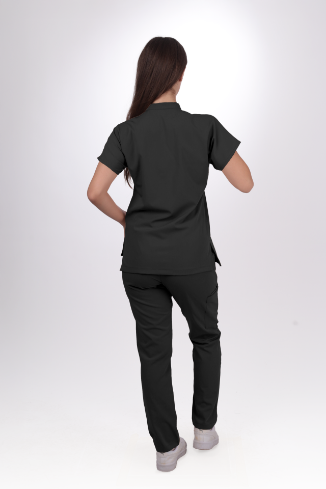 Premium Likralı Snap Seri Kadın Antrasit Gri Scrubs