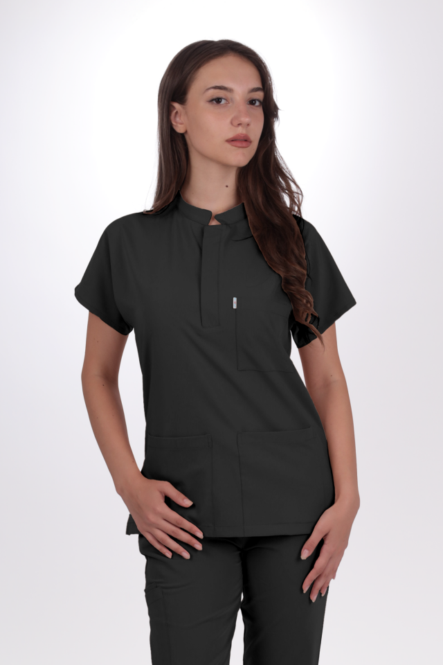 Premium Likralı Snap Seri Kadın Antrasit Gri Üniforma Takım