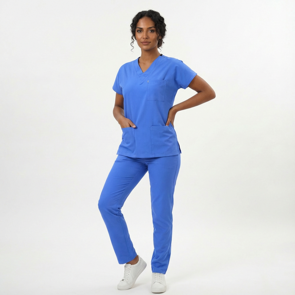 Likralı Klasik Seri Kadın Tek Üst Gök Mavisi