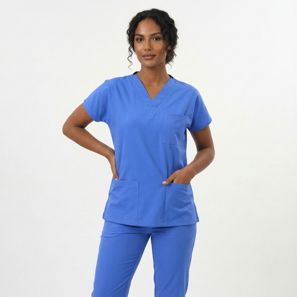 Likralı Klasik Seri Kadın Tek Üst Gök Mavisi