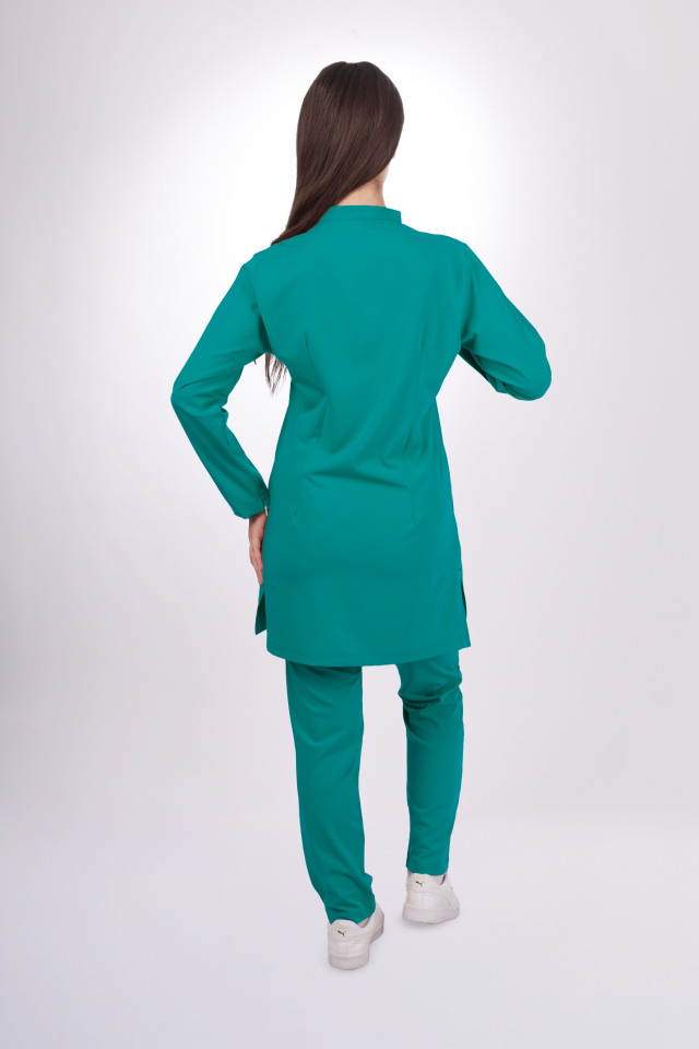 Premium Likralı Tesettür Seri Kadın Cerrahi Yeşili Scrubs