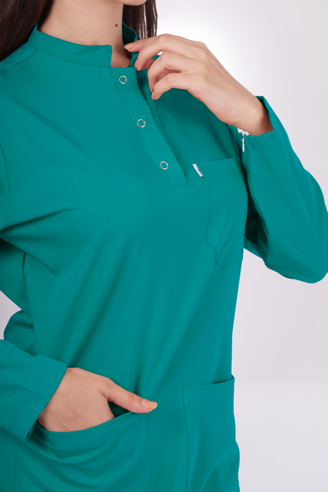 Premium Likralı Tesettür Seri Kadın Cerrahi Yeşili Scrubs