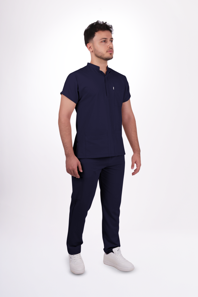 Premium Likralı Snap Seri Erkek Lacivert Üniforma Takım