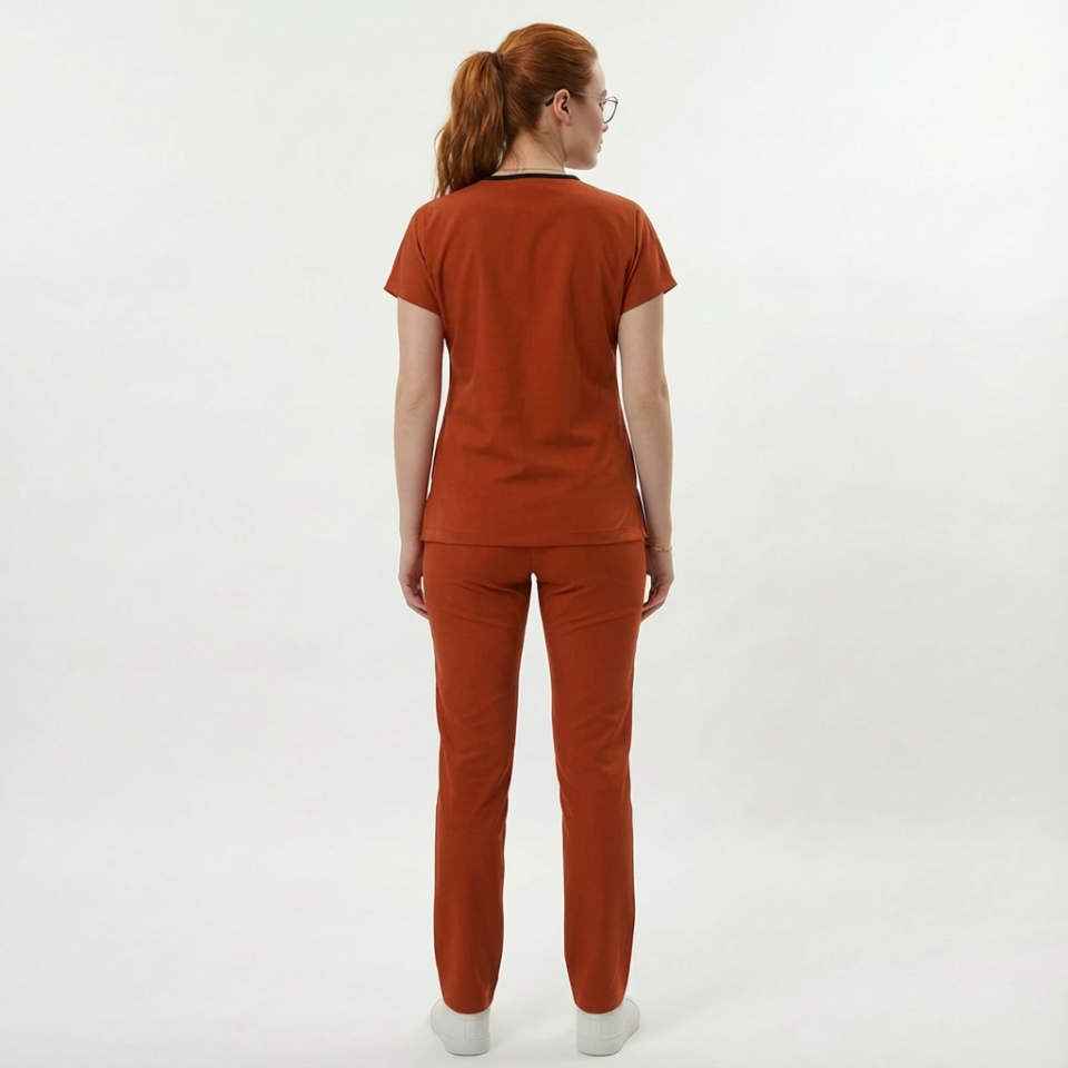 Likralı Klasik Seri Kiremit Scrubs