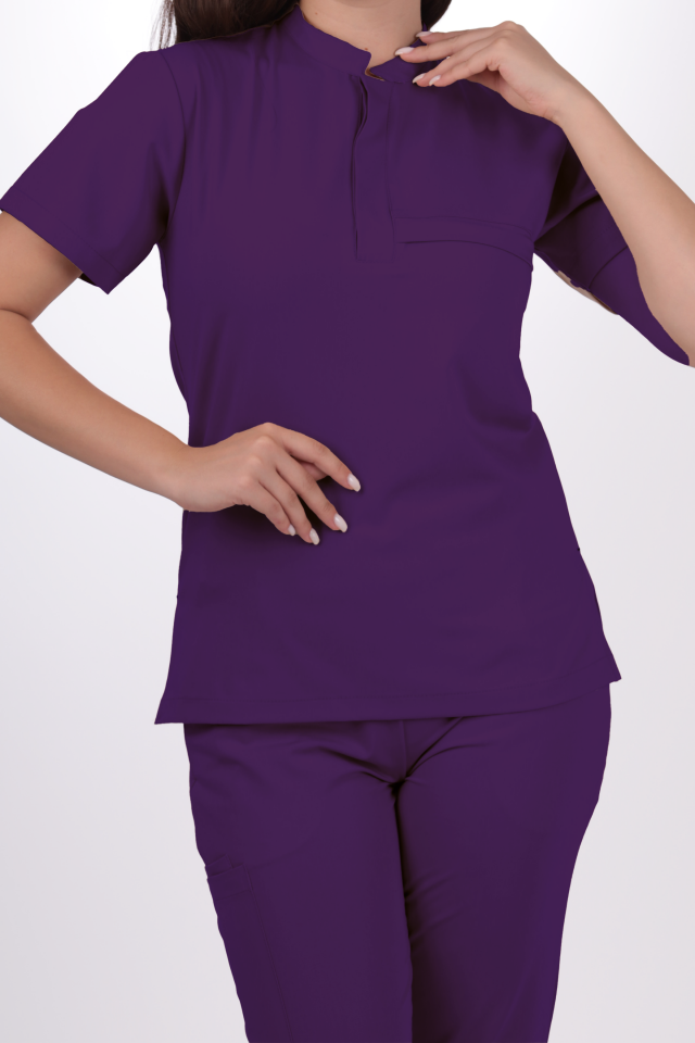 Premium Likralı Lotus Seri Kadın Mor Scrubs