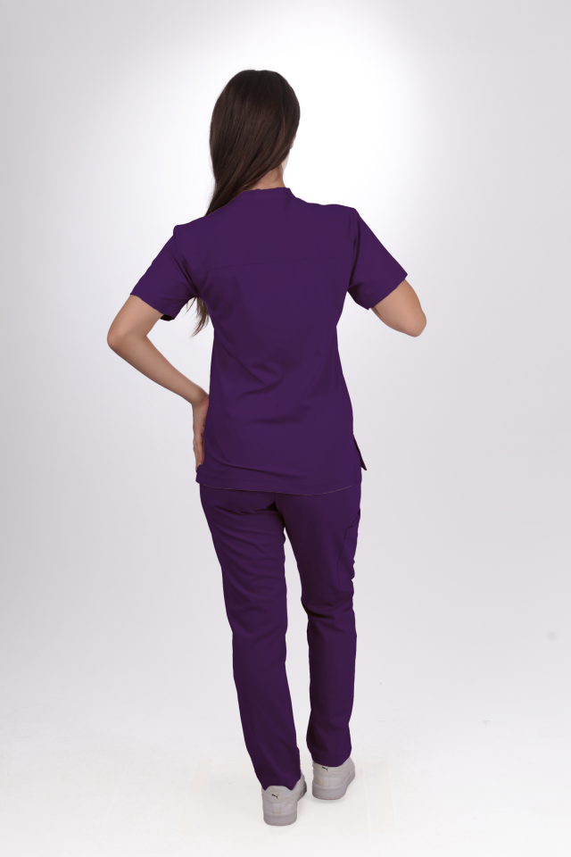 Premium Likralı Lotus Seri Kadın Mor Scrubs