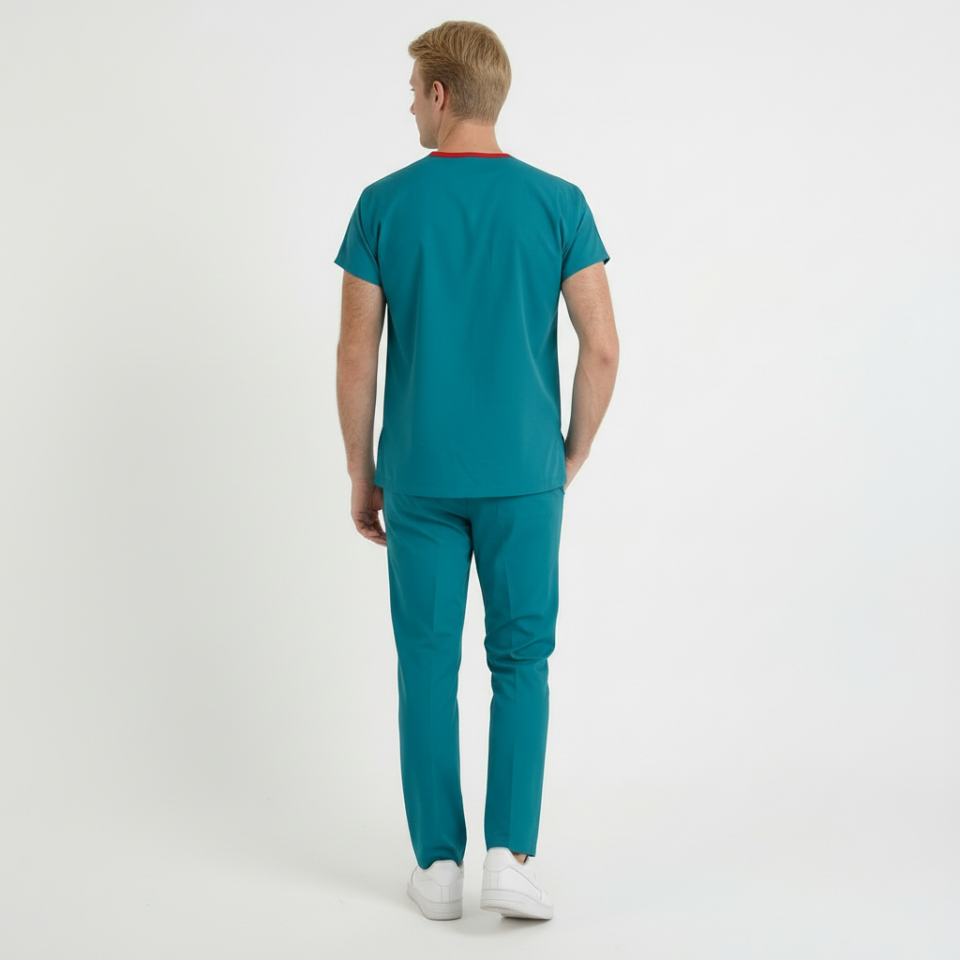 Terycoton Kumaş Klasik Seri Erkek Cerrahi Yeşil Scrubs