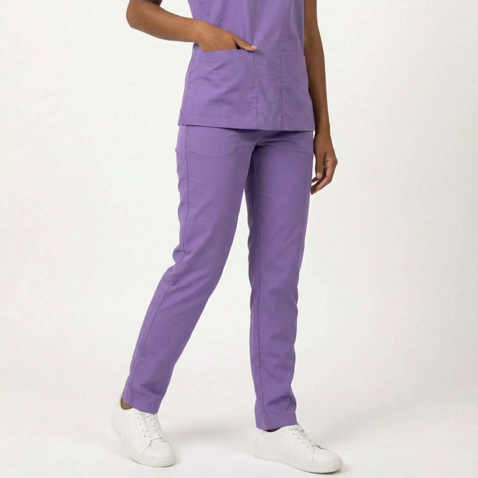Likralı Klasik Seri Kadın Lila Scrubs