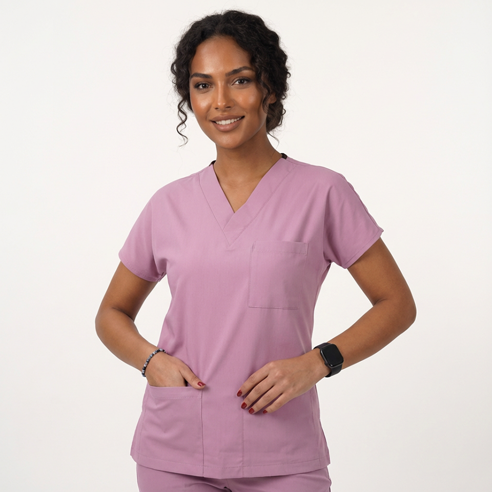 Likralı Klasik Seri Kadın Aqua Pembe Scrubs