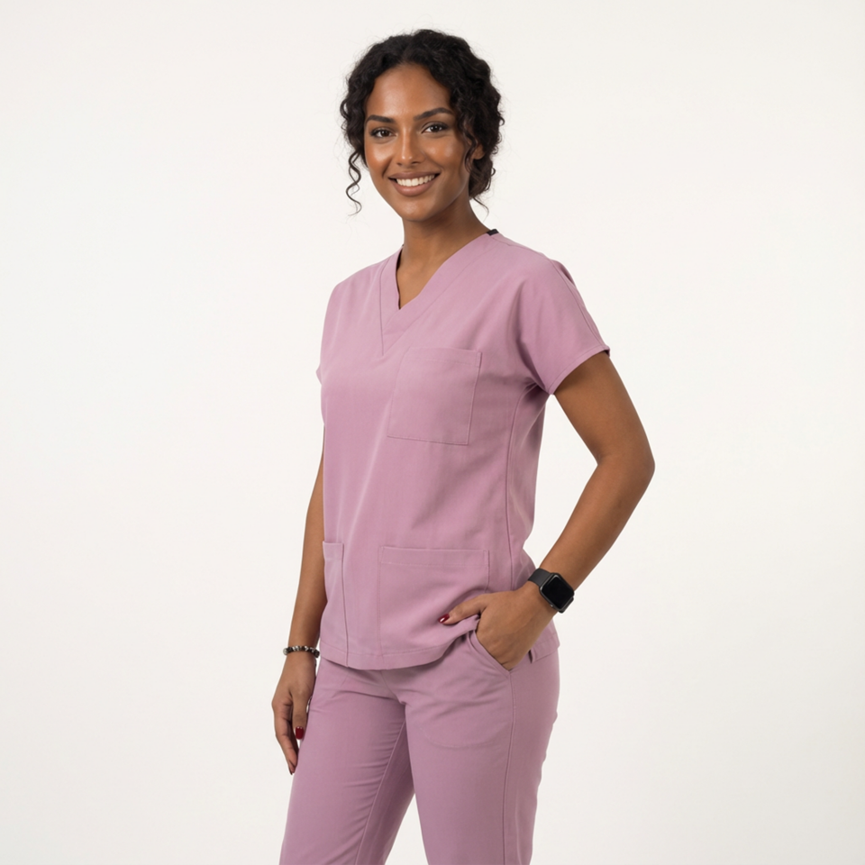 Likralı Klasik Seri Kadın Aqua Pembe Scrubs