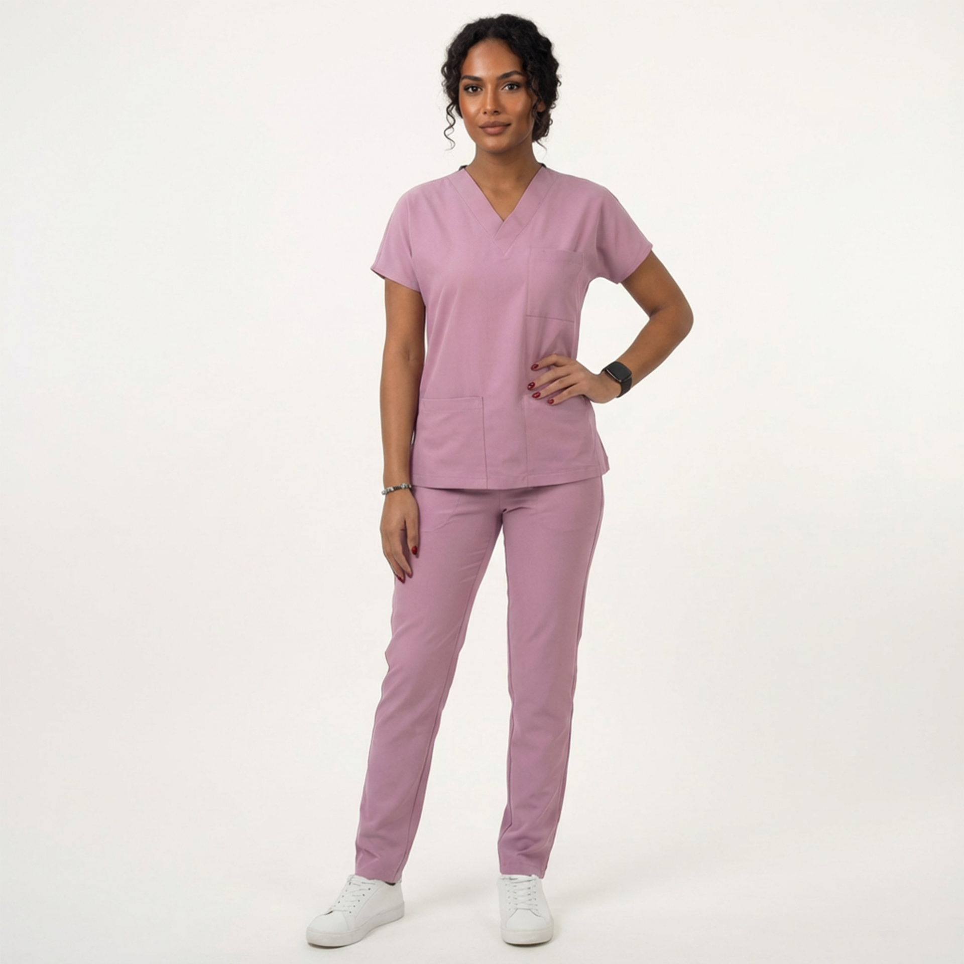 Likralı Klasik Seri Kadın Aqua Pembe Scrubs