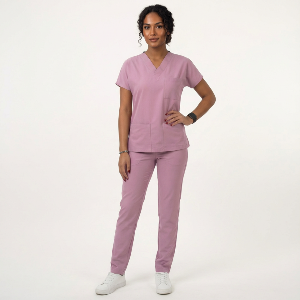 Likralı Klasik Seri Kadın Aqua Pembe Scrubs