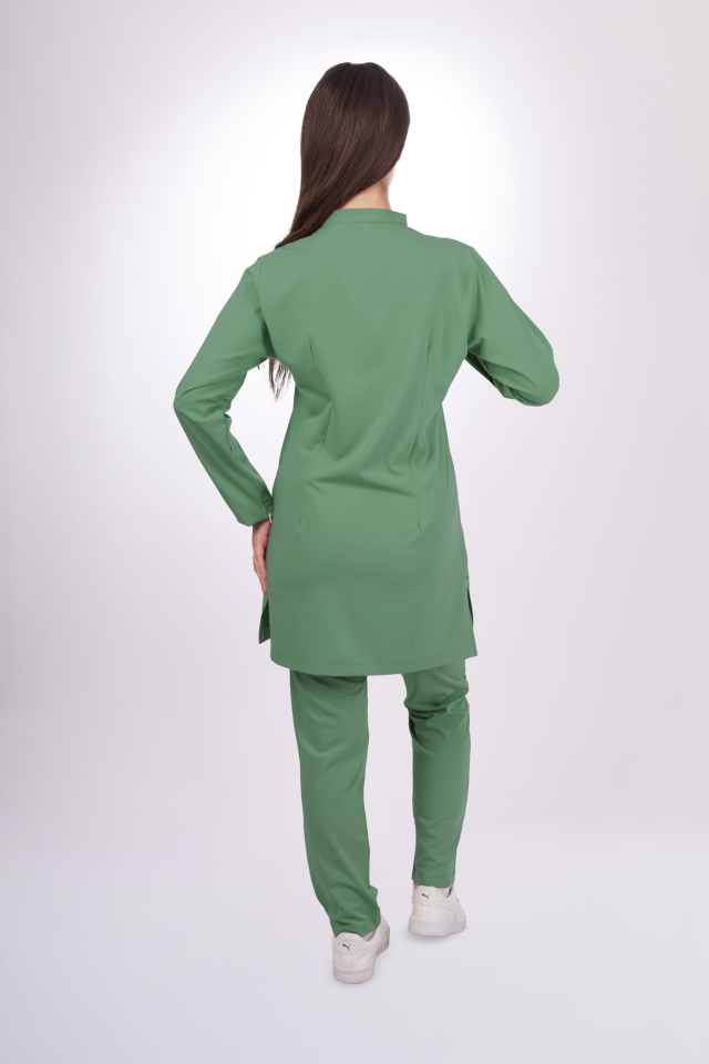 Premium Likralı Tesettür Seri Kadın Fıstık Yeşili Scrubs