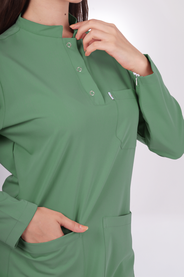 Premium Likralı Tesettür Seri Kadın Fıstık Yeşili Scrubs