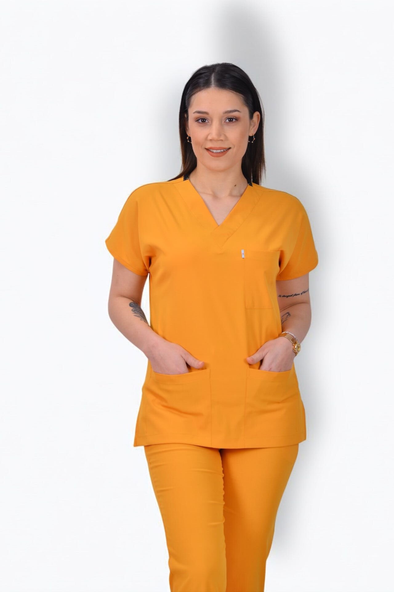 Premium Likralı Klasik Seri Kadın Tek Üst Hardal Sarısı