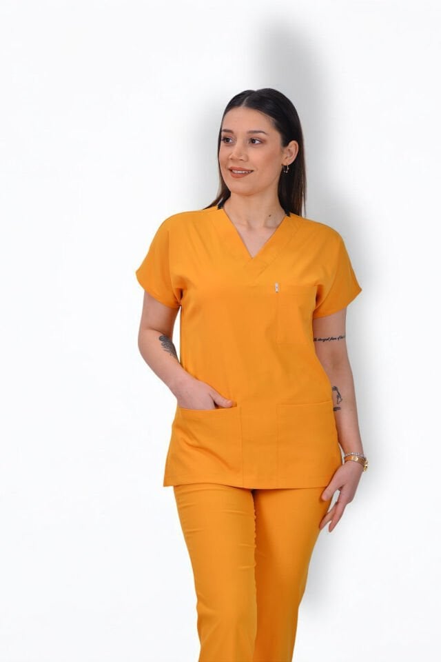 Premium Likralı Klasik Seri Kadın Tek Üst Hardal Sarısı