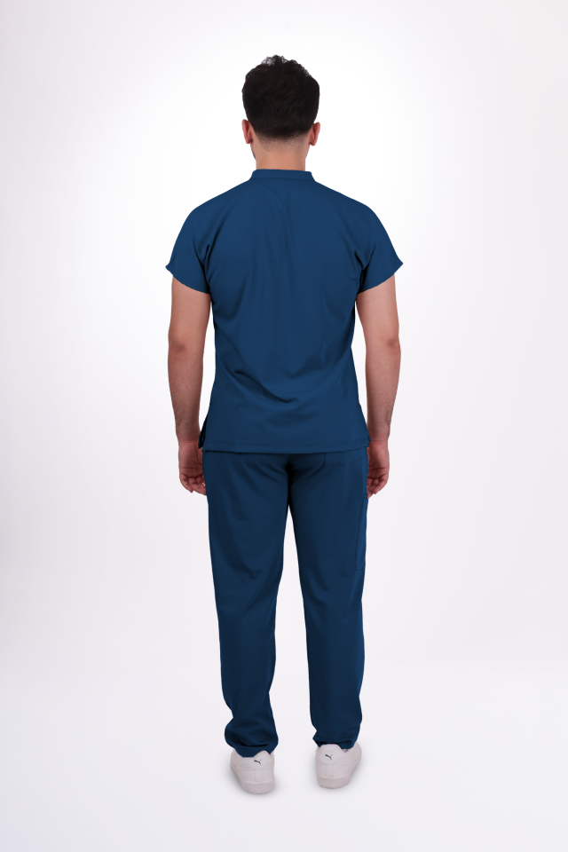 Premium Likralı Snap Seri Erkek Marine Petrol Scrubs