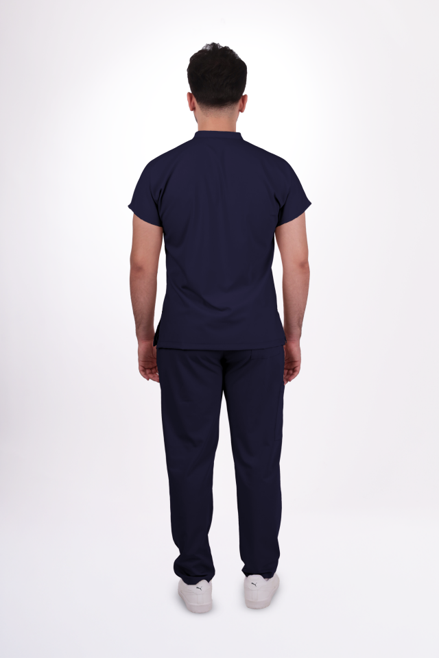 Likralı Snap Seri Erkek Lacivert Scrubs