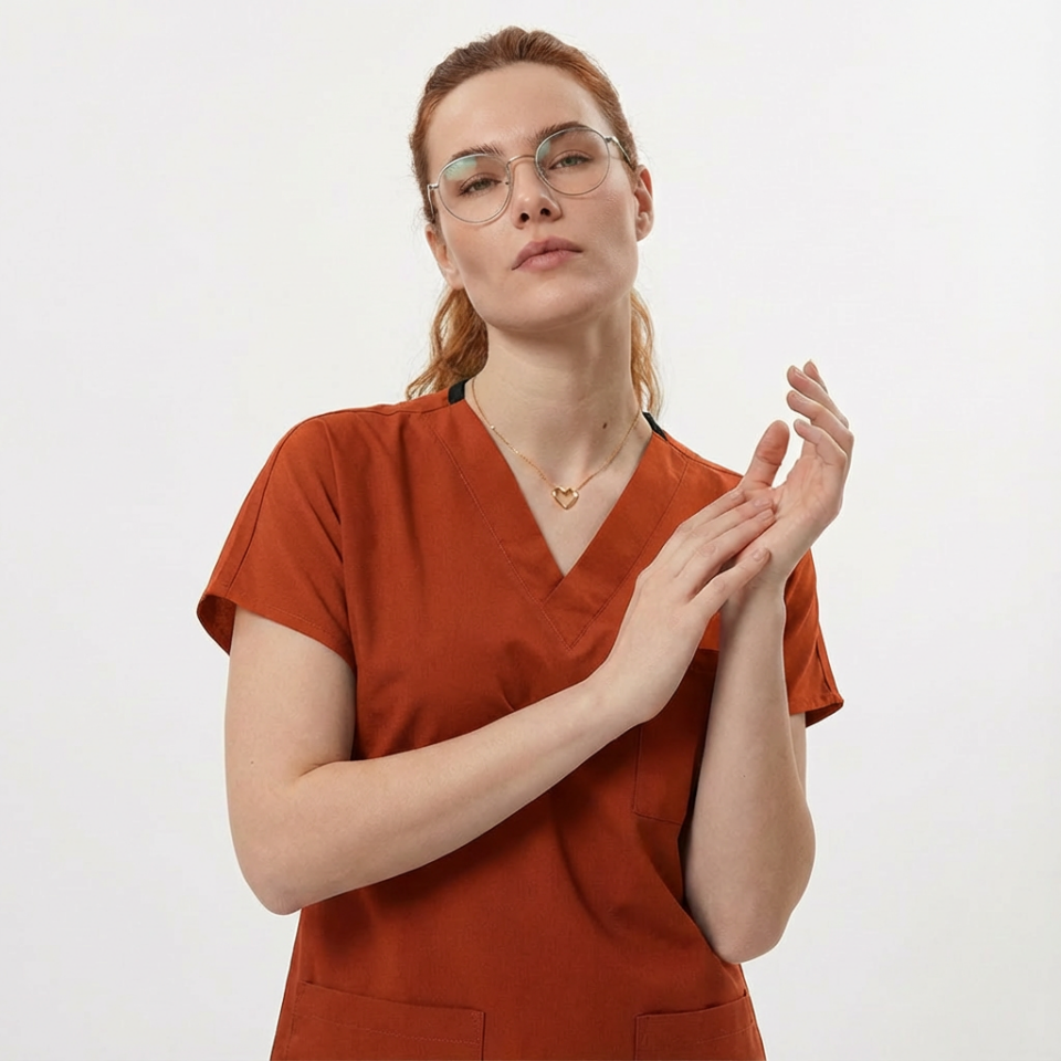 Likralı Klasik Seri Kadın Kiremit Scrubs