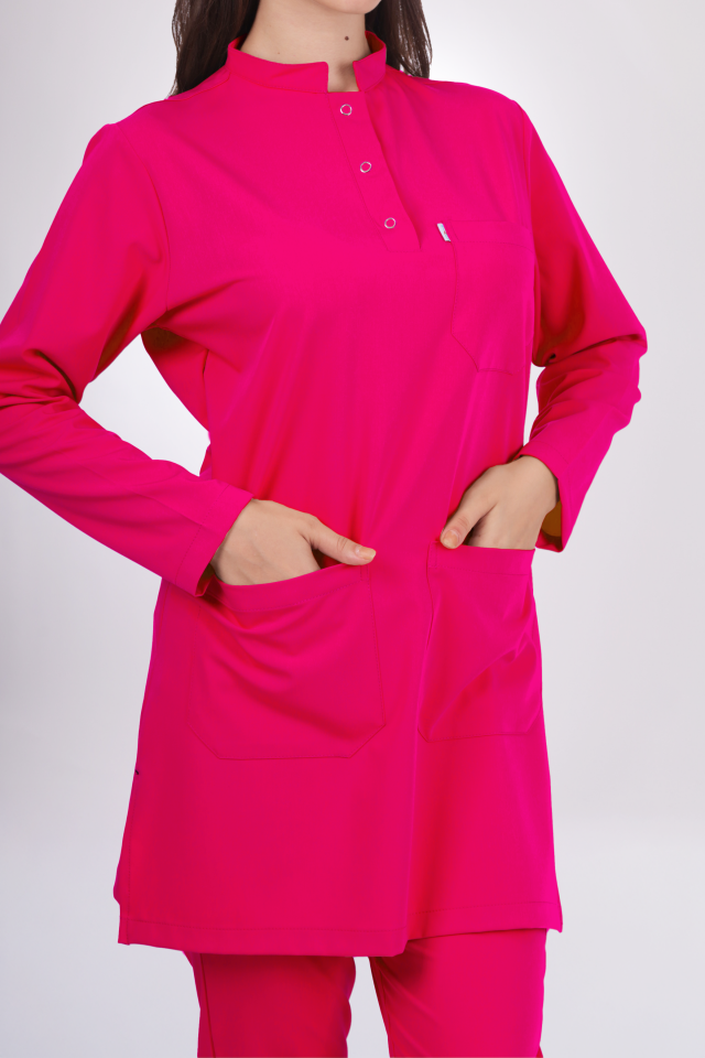 Premium Likralı Tesettür Seri Kadın Fuşya Scrubs