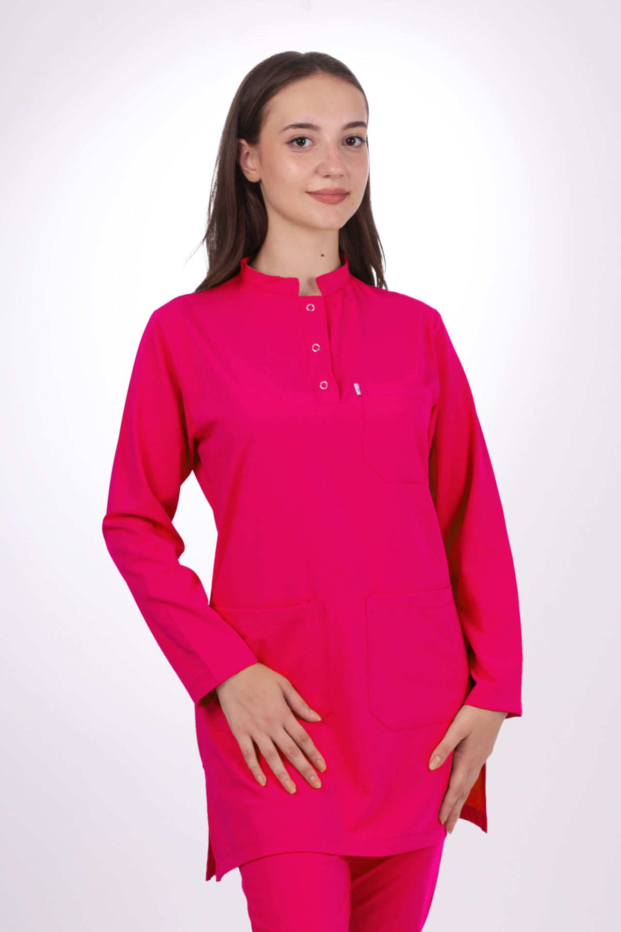 Premium Likralı Tesettür Seri Kadın Fuşya Scrubs