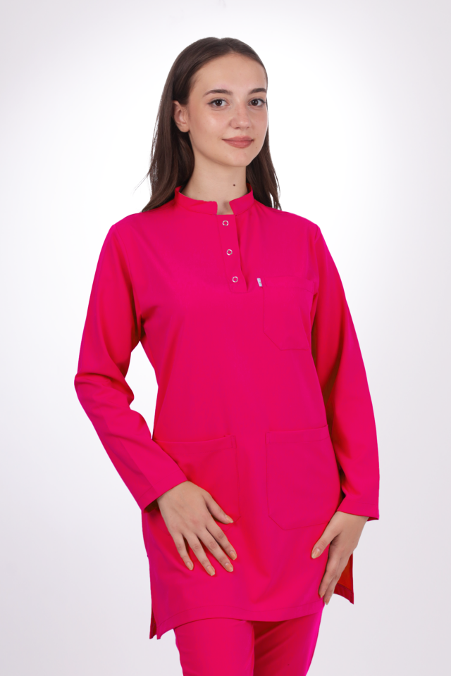 Premium Likralı Tesettür Seri Kadın Fuşya Scrubs