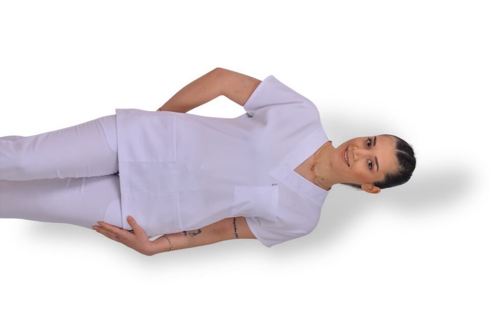 Premium Likralı Klasik Seri Kadın Beyaz Scrubs