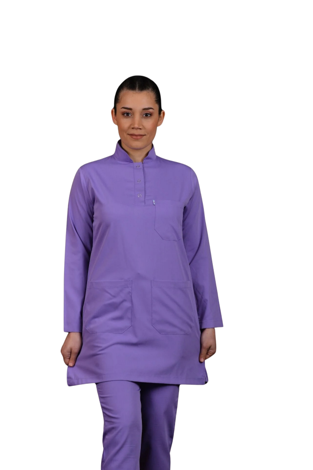 Likralı Tesettür Model Kadın Lila Scrubs
