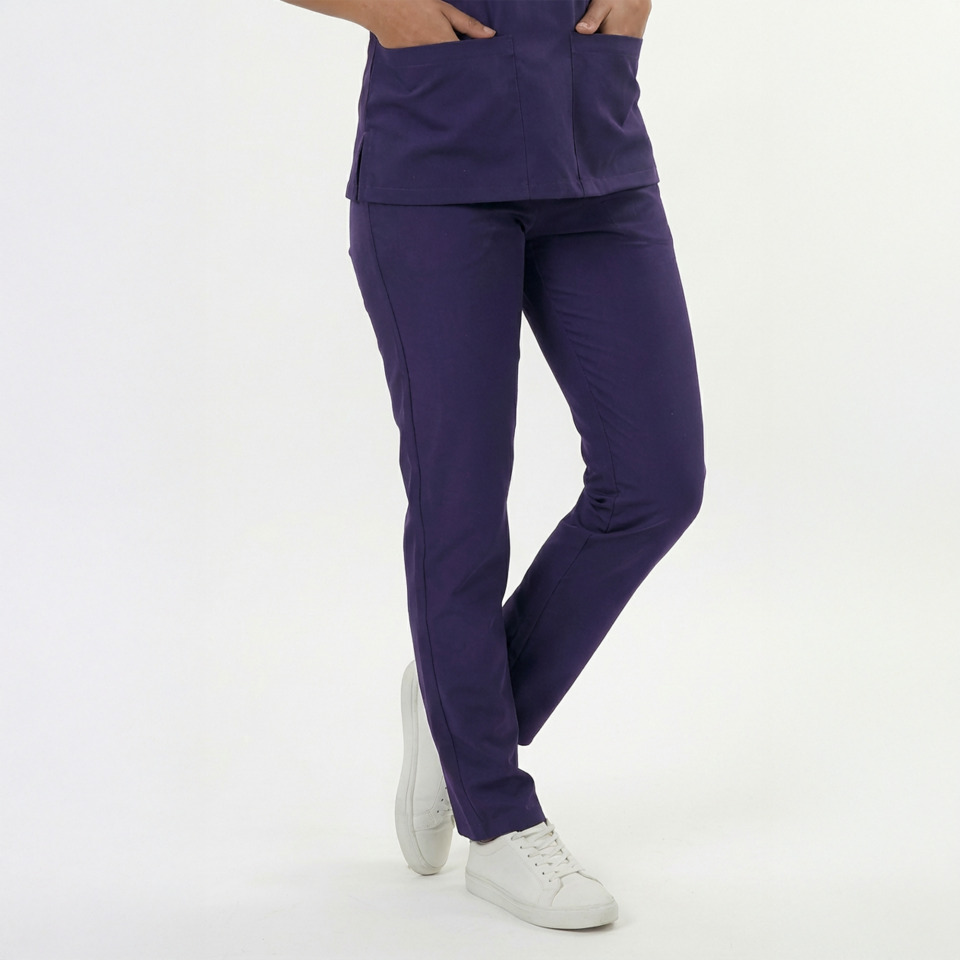 Likralı Klasik Seri Kadın Mor Scrubs