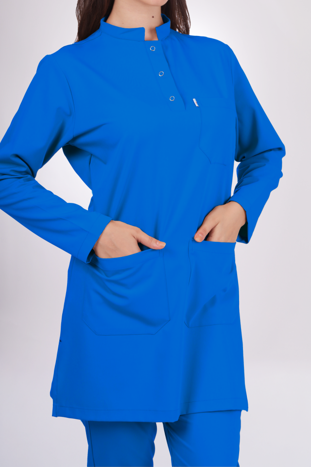 Premium Likralı Tesettür Seri Kadın Gök Mavisi Scrubs