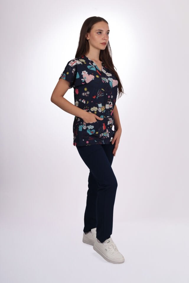 Desenli Seri Ambulans Desen Kadın Tek Üst