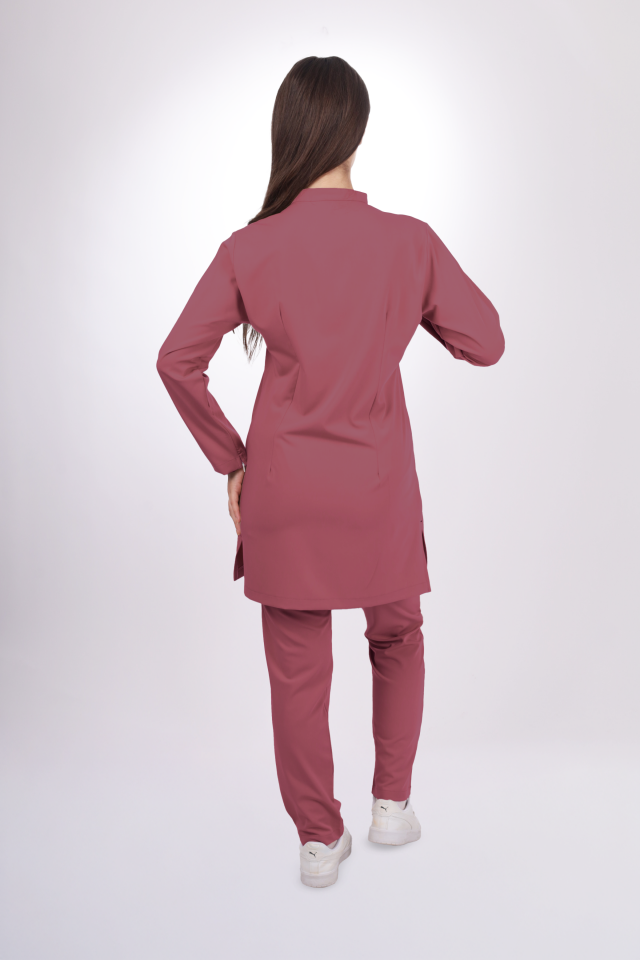 Premium Likralı Tesettür Seri Kadın Gül Kurusu Scrubs