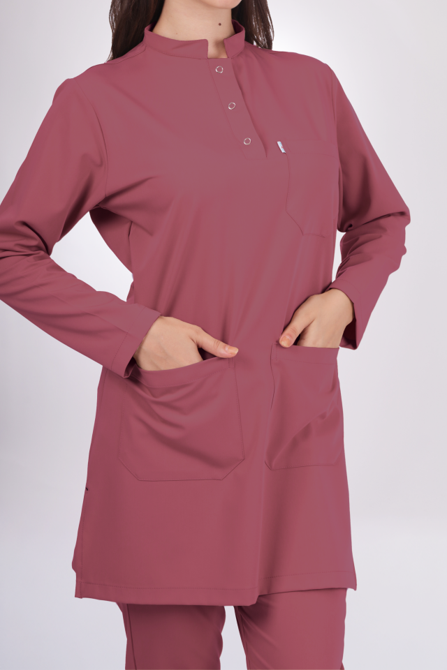 Premium Likralı Tesettür Seri Kadın Gül Kurusu Scrubs