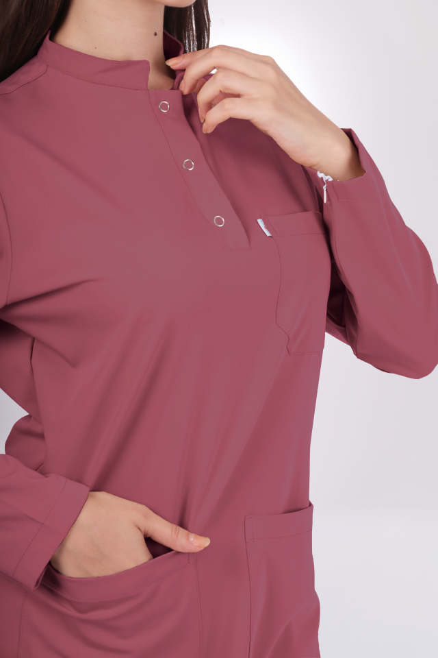 Premium Likralı Tesettür Seri Kadın Gül Kurusu Scrubs