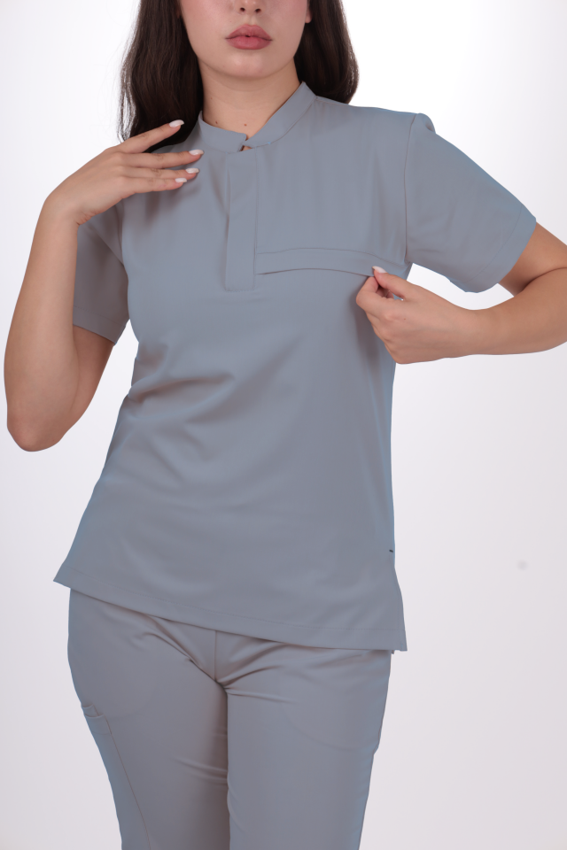 Premium Likralı Lotus Seri Kadın Pasifik Mavisi Scrubs