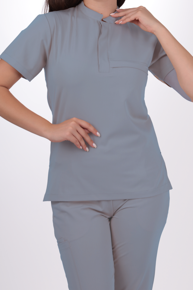 Premium Likralı Lotus Seri Kadın Pasifik Mavisi Scrubs