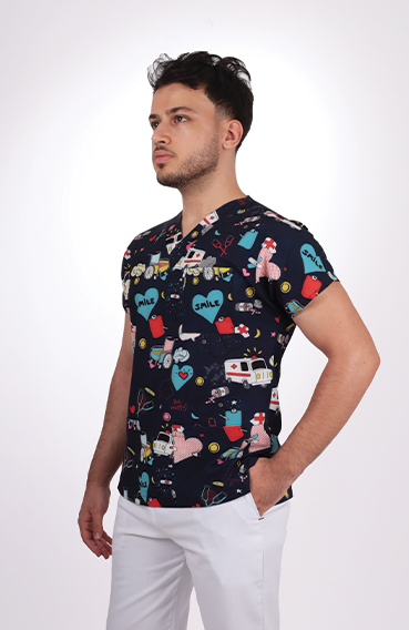 Desenli Seri Erkek Ambulans Desen Tek Üst