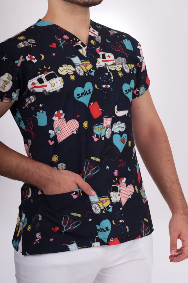 Desenli Seri Erkek Ambulans Desen Tek Üst