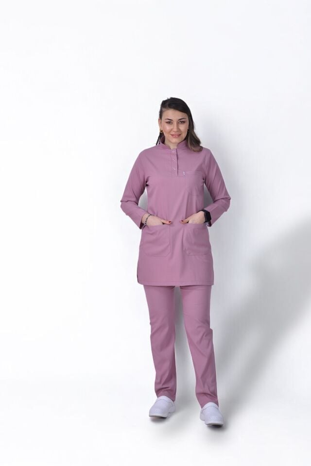 Likralı Tesettür Model Kadın Aqua Pembe Scrubs