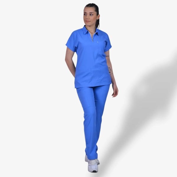 Kadın Likralı Zipper Seri Scrubs Takım