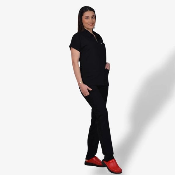 Kadın Likralı Zipper Seri Scrubs Takım