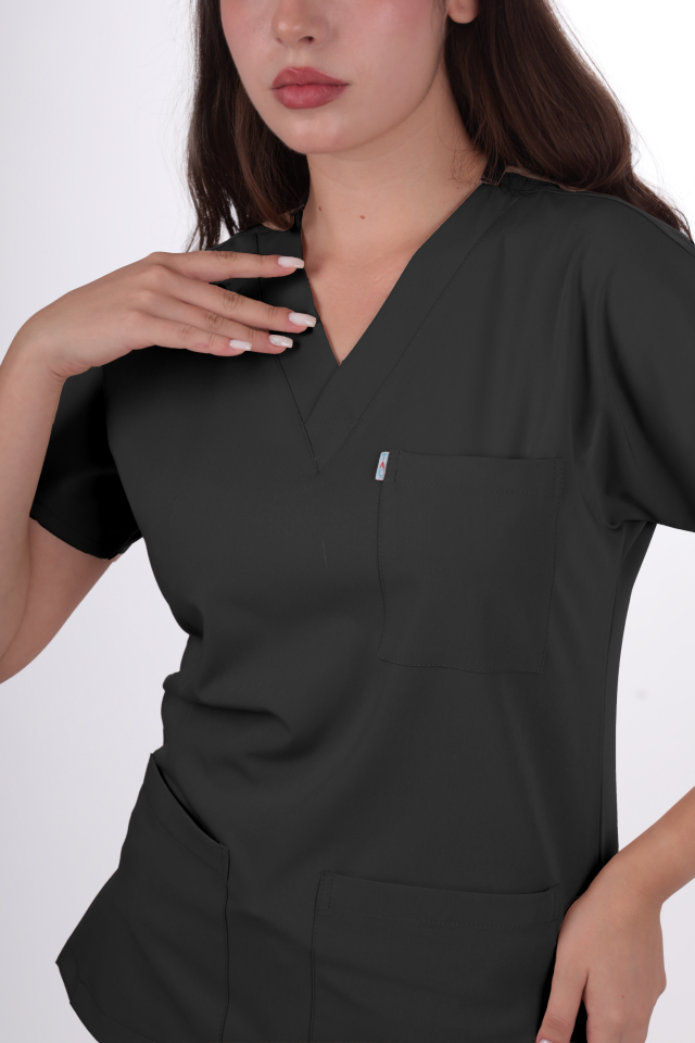 Premium Likralı Klasik Seri Kadın Siyah Scrubs