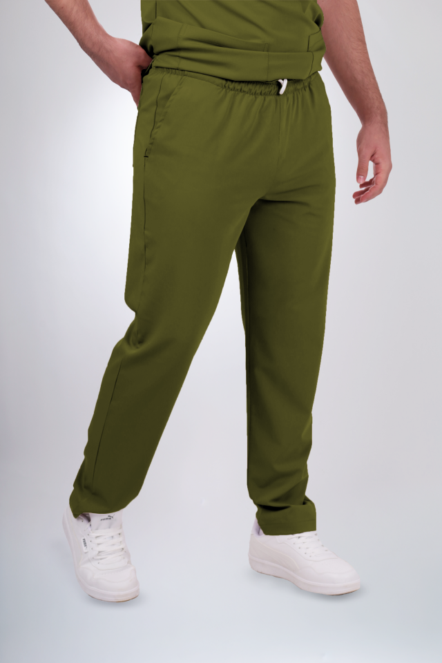 Premium Likralı Klasik Seri Erkek Yağ Yeşili Scrubs