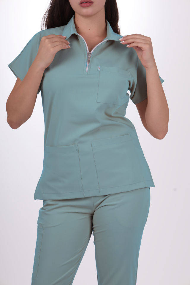 Premium Likralı Zipper Seri Kadın Benetton Scrubs